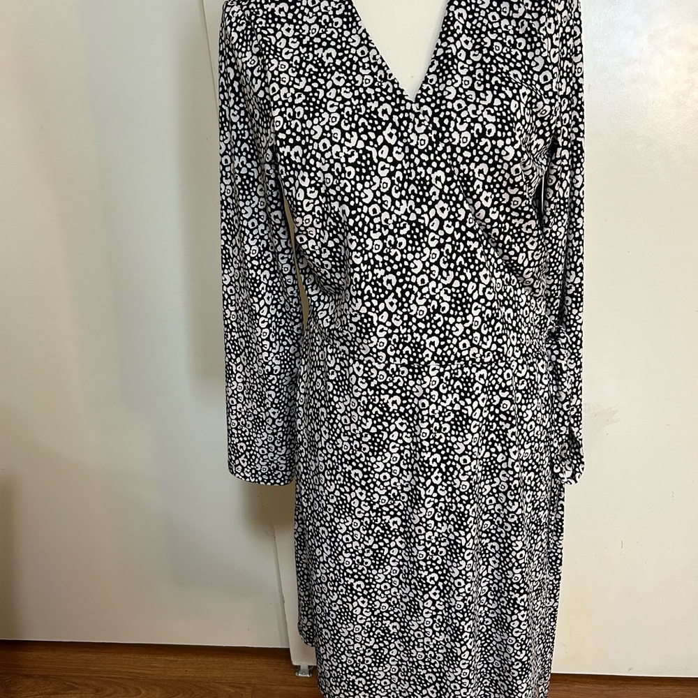 Loft Black & White Wrap Dress